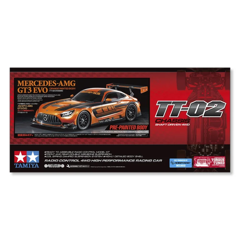 TAMIYA 1/10 R/C Mercedes-AMG GT3 EVO (Orange Painted Body) (TT-02) Samles�t.
