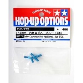 TAMIYA Bl� alu Unbaco skrue 3 x 8 mm. unders�nket  5 stk.