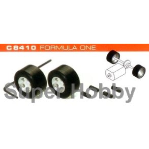 2 stk. hubs & silicon rubber tyres Formel 1.