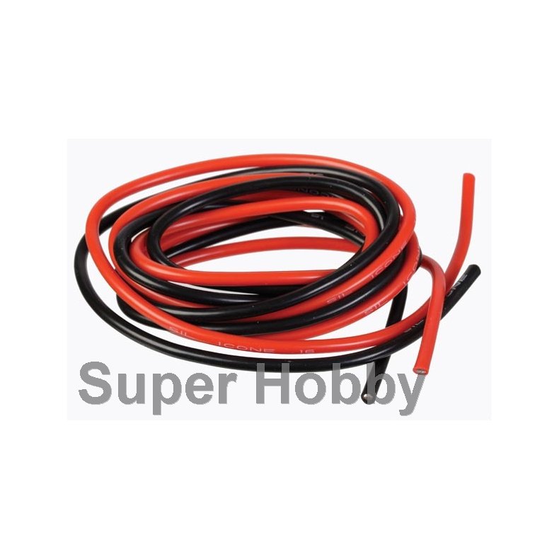 Siliconeledning 2,9mm, r�d+sort, 1m