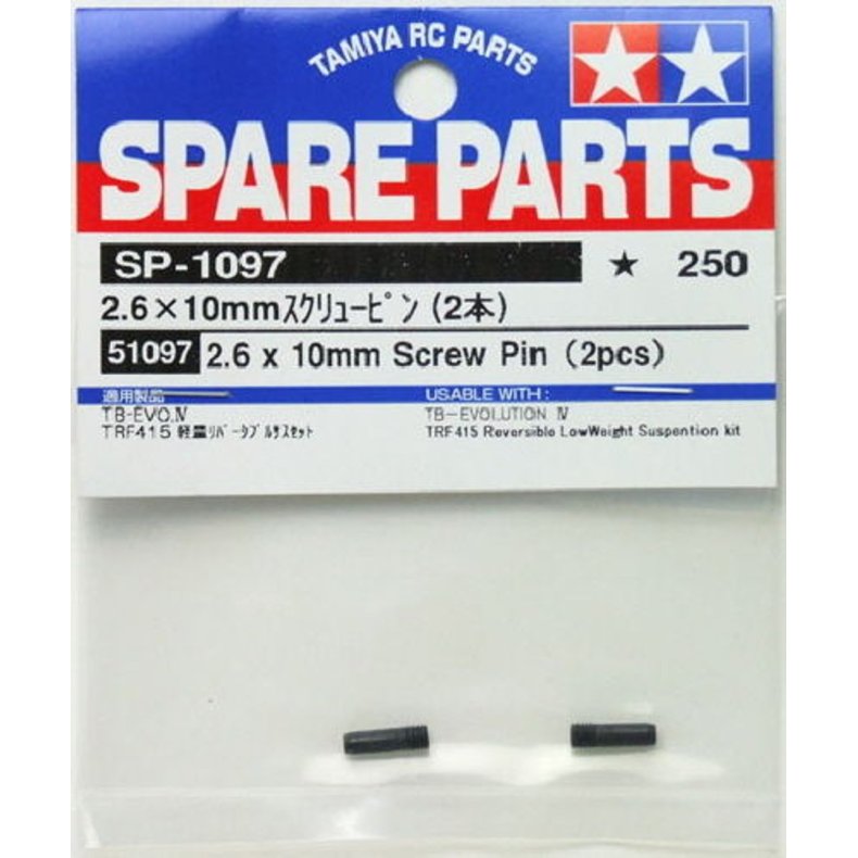 TAMIYA 51097 Spare Parts 2.6 x 10mm Screw Pin (2pcs)