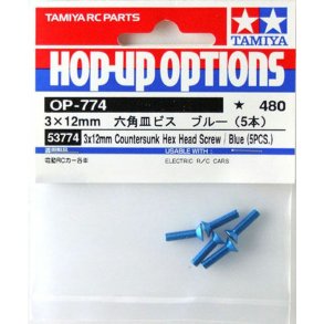 TAMIYA Bl� alu Unbaco skrue 3 x 14 mm. unders�nket  5 stk.
