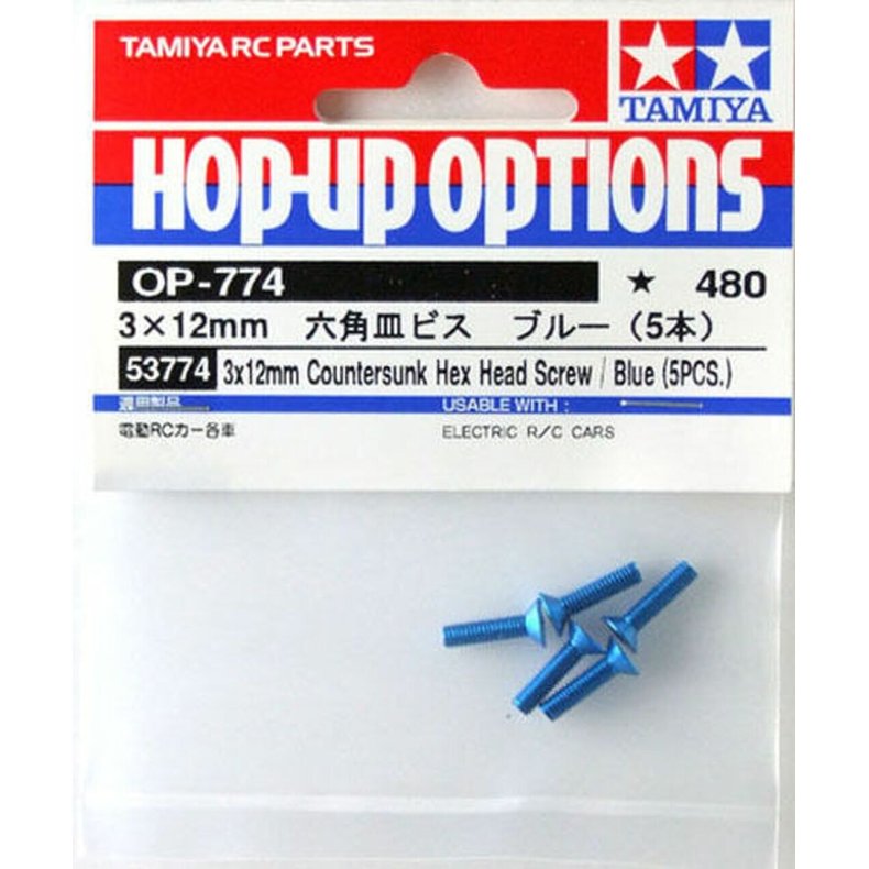 TAMIYA Bl� alu Unbaco skrue 3 x 14 mm. unders�nket  5 stk.