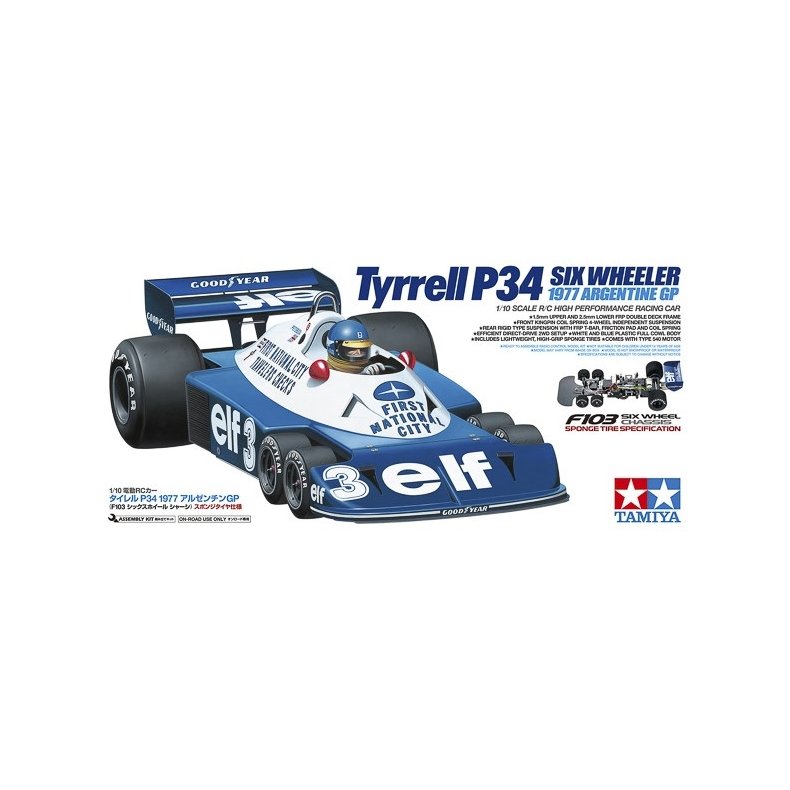 TAMIYA 1/10 R/C TYRRELL P34 SIX WHEELER 1977 ARGENTINE GP