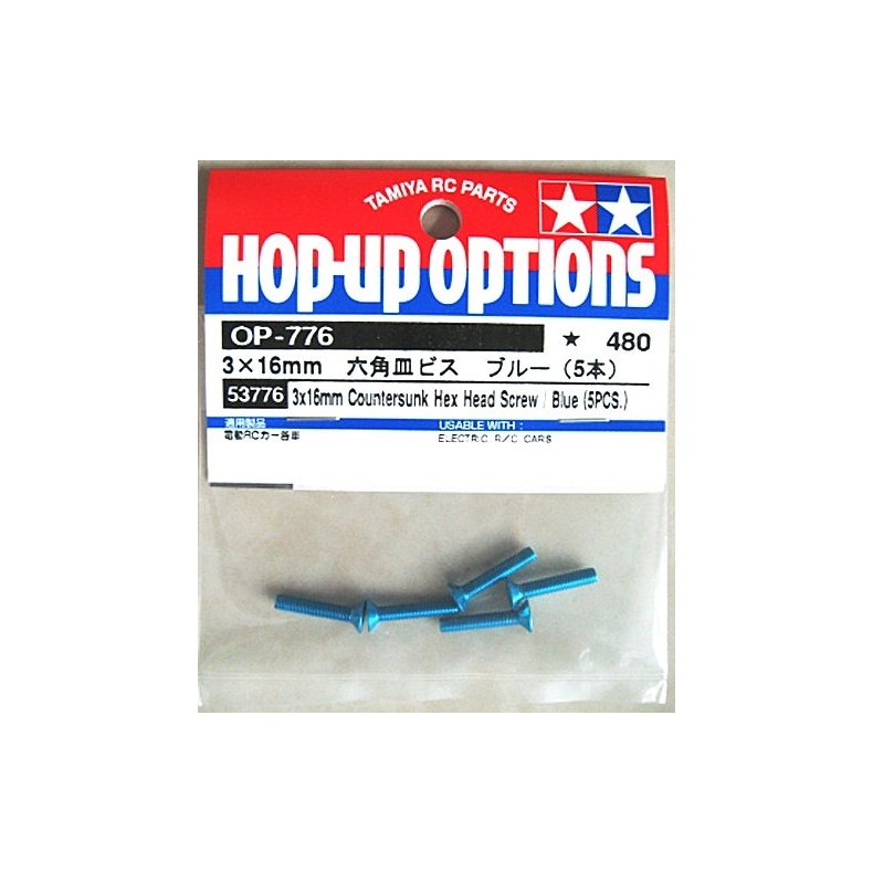 TAMIYA Bl� alu Unbaco skrue 3 x 16 mm. unders�nket  5 stk.