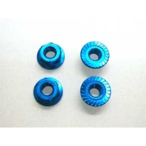 Tamiya 42143 TRF 4mm Aluminum Serrated Wheel Nut (4pcs/ Blue)