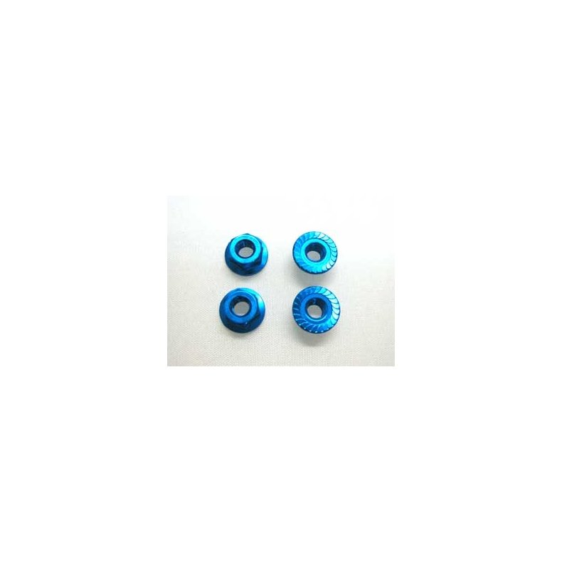 Tamiya 42143 TRF 4mm Aluminum Serrated Wheel Nut (4pcs/ Blue)